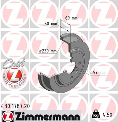 ZIMMERMANN Тормозной барабан 430.1787.20