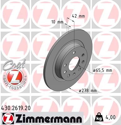 ZIMMERMANN stabdžių diskas 430.2619.20