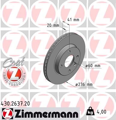 ZIMMERMANN Тормозной диск 430.2637.20