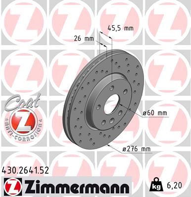 ZIMMERMANN stabdžių diskas 430.2641.52