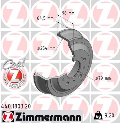 ZIMMERMANN Тормозной барабан 440.1803.20