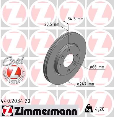 ZIMMERMANN Тормозной диск 440.2034.20