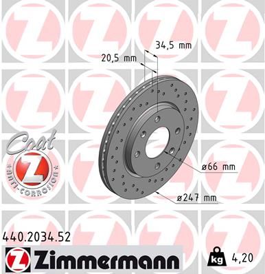 ZIMMERMANN Тормозной диск 440.2034.52