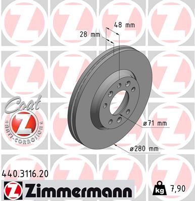 ZIMMERMANN Тормозной диск 440.3116.20