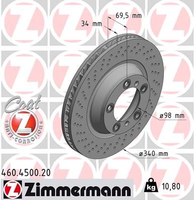 ZIMMERMANN stabdžių diskas 460.4500.20