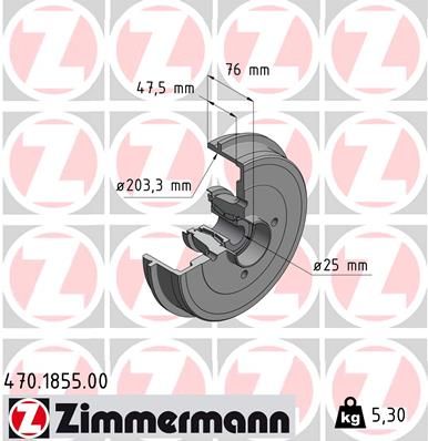 ZIMMERMANN stabdžių būgnas 470.1855.00