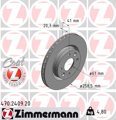 ZIMMERMANN stabdžių diskas 470.2409.20