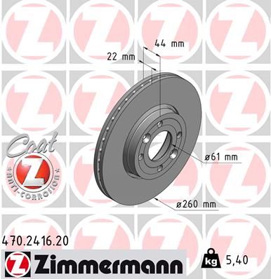 ZIMMERMANN stabdžių diskas 470.2416.20