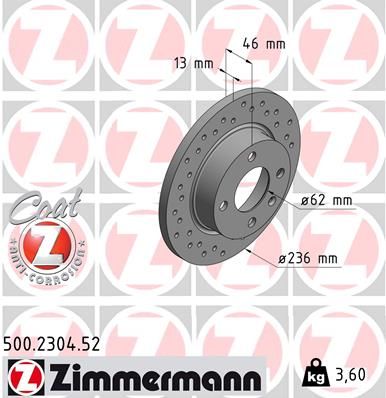 ZIMMERMANN Тормозной диск 500.2304.52