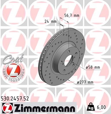 ZIMMERMANN stabdžių diskas 530.2457.52