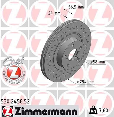 ZIMMERMANN stabdžių diskas 530.2458.52