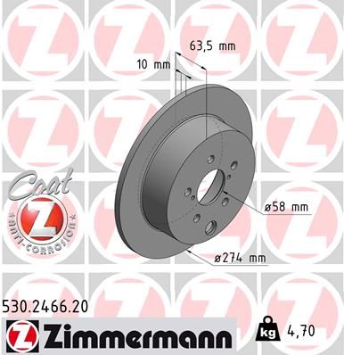 ZIMMERMANN Тормозной диск 530.2466.20