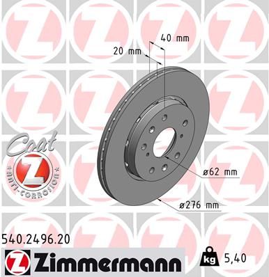ZIMMERMANN Тормозной диск 540.2496.20