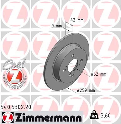 ZIMMERMANN Тормозной диск 540.5302.20