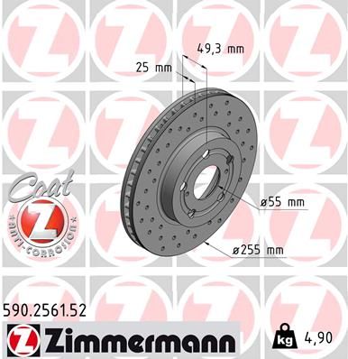 ZIMMERMANN stabdžių diskas 590.2561.52