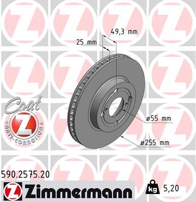 ZIMMERMANN stabdžių diskas 590.2575.20