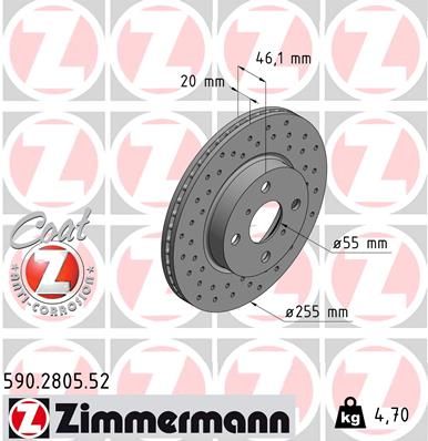 ZIMMERMANN stabdžių diskas 590.2805.52