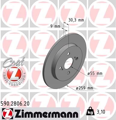 ZIMMERMANN stabdžių diskas 590.2806.20