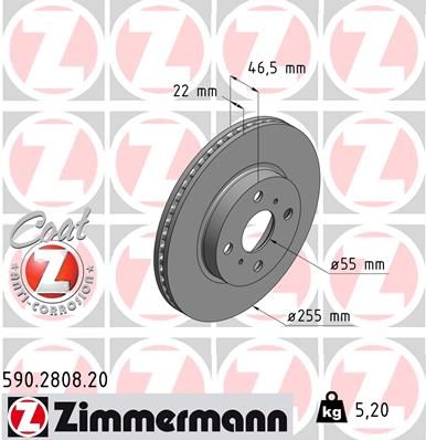 ZIMMERMANN Тормозной диск 590.2808.20