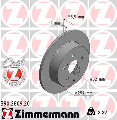 ZIMMERMANN Тормозной диск 590.2809.20