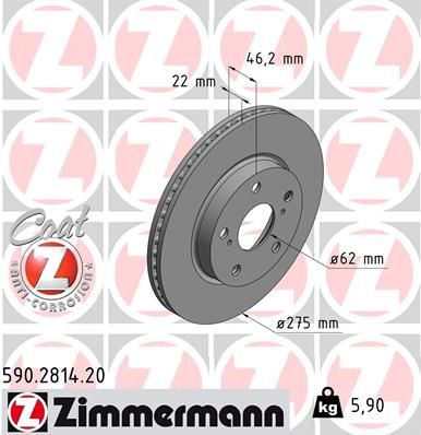 ZIMMERMANN stabdžių diskas 590.2814.20