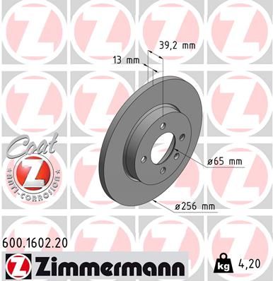 ZIMMERMANN stabdžių diskas 600.1602.20