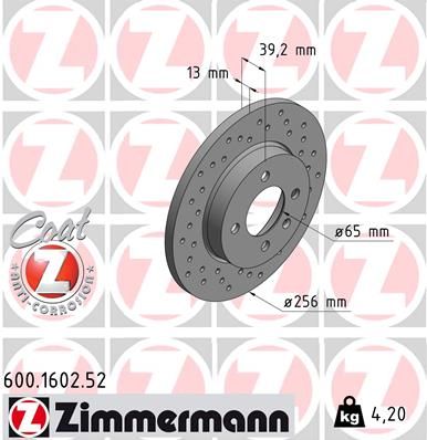 ZIMMERMANN stabdžių diskas 600.1602.52