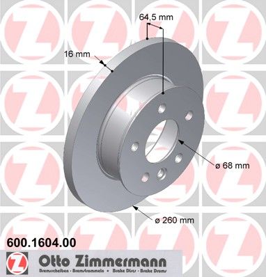 ZIMMERMANN Тормозной диск 600.1604.00