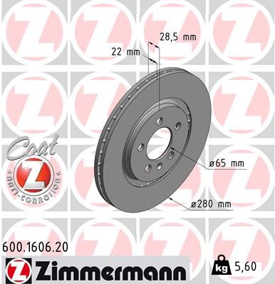 ZIMMERMANN Тормозной диск 600.1606.20