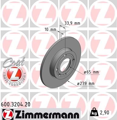 ZIMMERMANN Тормозной диск 600.3204.20