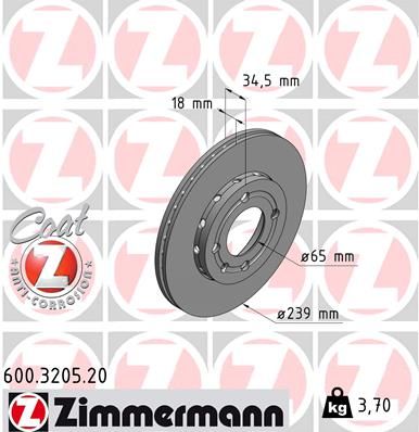 ZIMMERMANN stabdžių diskas 600.3205.20