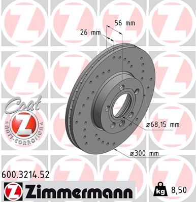 ZIMMERMANN stabdžių diskas 600.3214.52