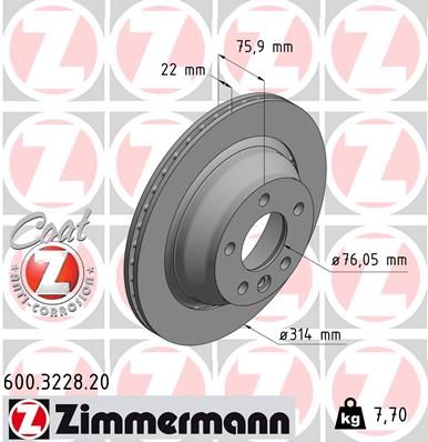 ZIMMERMANN Тормозной диск 600.3228.20