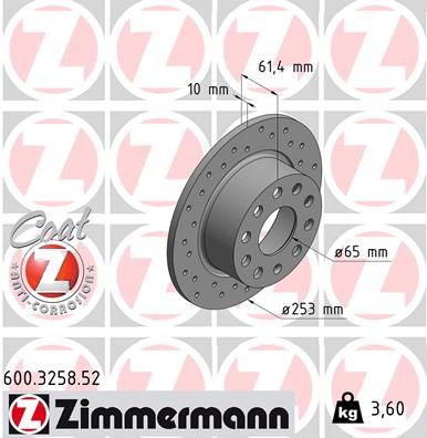 ZIMMERMANN stabdžių diskas 600.3258.52