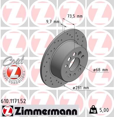 ZIMMERMANN stabdžių diskas 610.1171.52