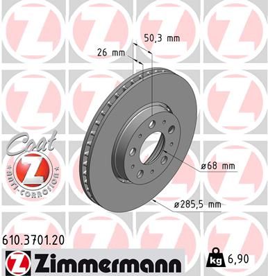 ZIMMERMANN stabdžių diskas 610.3701.20