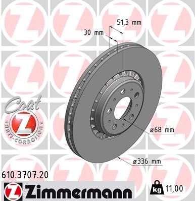 ZIMMERMANN stabdžių diskas 610.3707.20